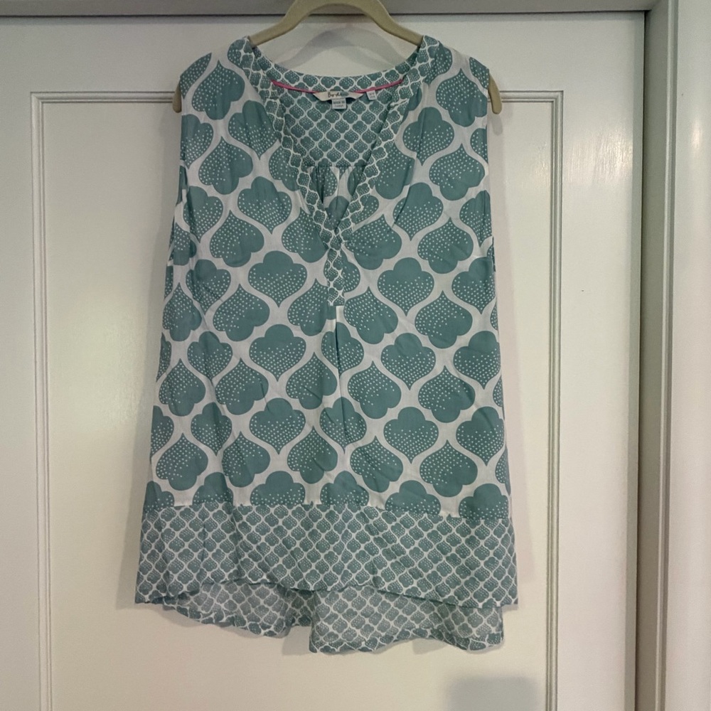 Boden Sleeveless Teal Patterned Women’s Top